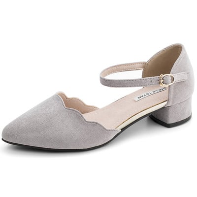 Сладки дамски велурени обувки с два размера на тока 3см/5см в свежи цветове