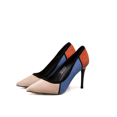 Цветни дамски остри обувки с височина на тока 7см/9см