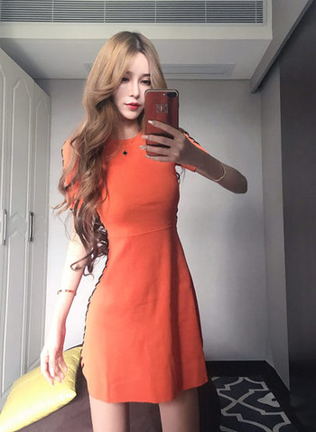 Rochie casual de dama cu maneci scurte in doua culori