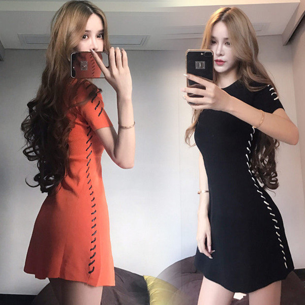 Ежедневна дамска рокля с къс ръкав в два цвята