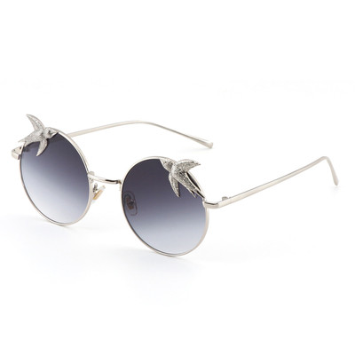 Модерни унисекс слънчеви очила с кръгли стъкла и метална декорация в няколко цвята