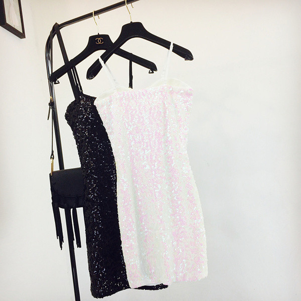 Стилна дамска рокля с пайети в няколко цвята