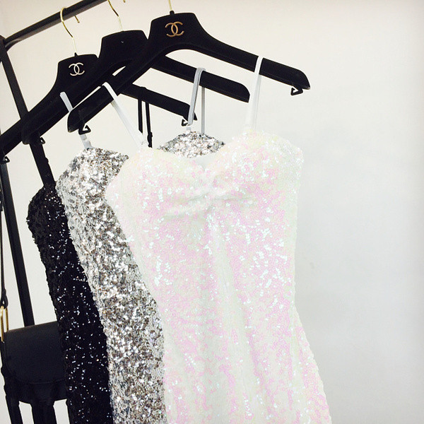 Стилна дамска рокля с пайети в няколко цвята