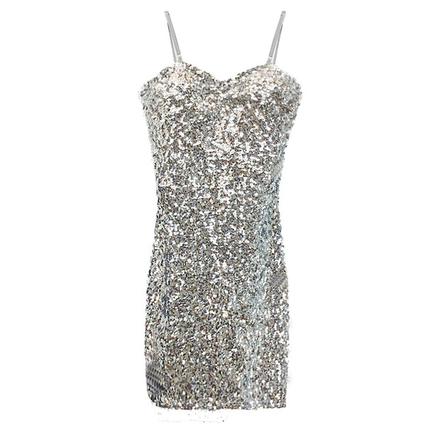 Стилна дамска рокля с пайети в няколко цвята