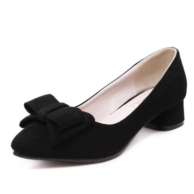 Ежедневни модерни обувки с дебел ток и панделка за дамите