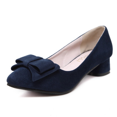 Ежедневни модерни обувки с дебел ток и панделка за дамите