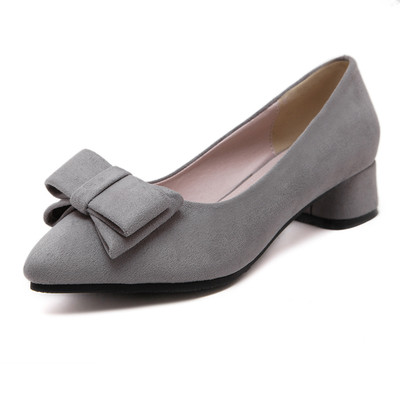 Ежедневни модерни обувки с дебел ток и панделка за дамите