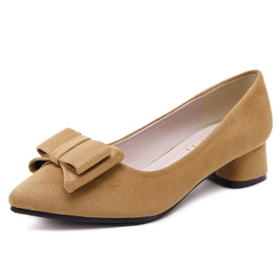 Ежедневни модерни обувки с дебел ток и панделка за дамите