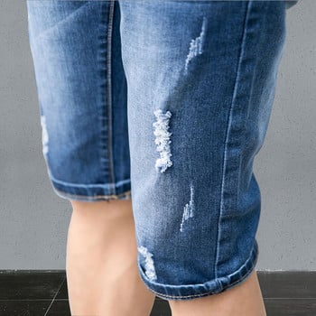 Κομψά ανδρικά παντελόνια λεπτό denim με μήκος 7/8