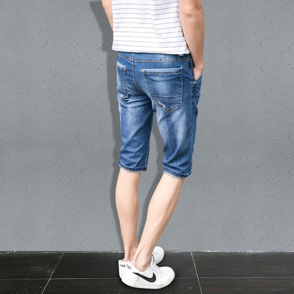 Стилни мъжки слим дънкови панталони с дължина 7/8