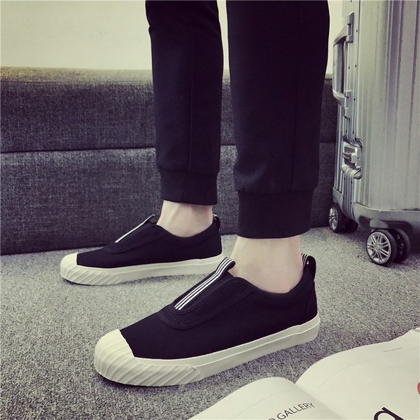 Мъжки спортно-ежедневни мокасини с цветен кант в черен цвят