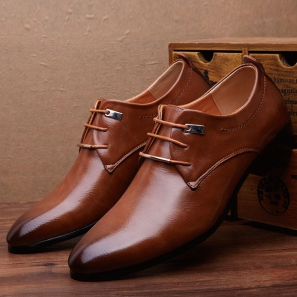 Комфортни официални обувки от еко кожа с тънки връзки