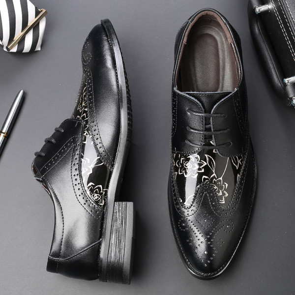 Мъжки елегантни обувки в три цвята с флорални мотиви