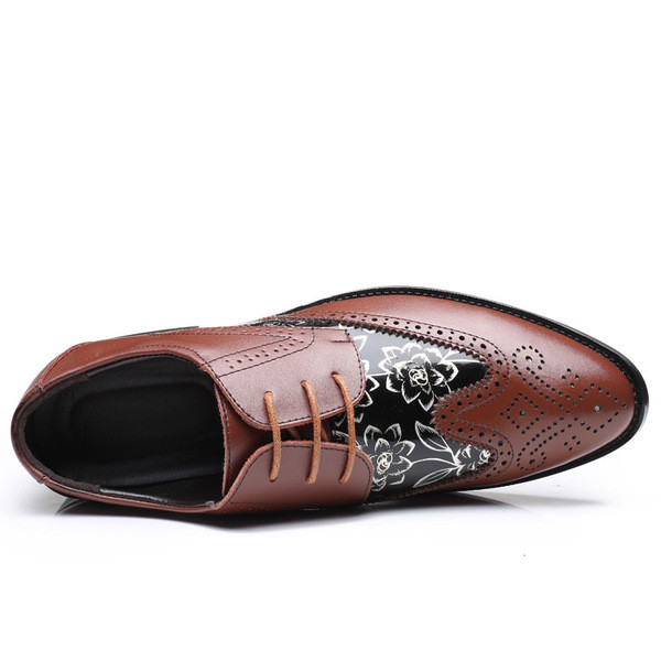Мъжки елегантни обувки в три цвята с флорални мотиви