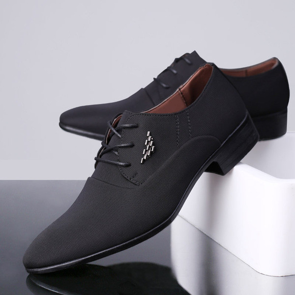 Летни мъжки официални обувки от еко кожа с метална декорация