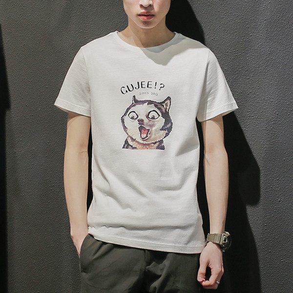 Мъжка тениска с апликация коте в свежи летни цветове, подходяща за ежедневие