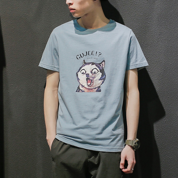 Мъжка тениска с апликация коте в свежи летни цветове, подходяща за ежедневие