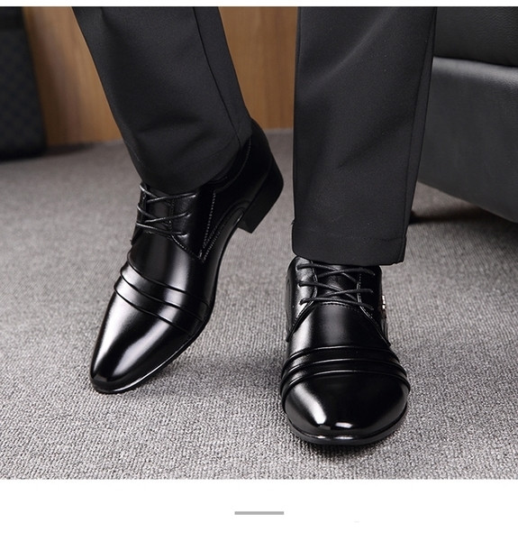 Нови официални мъжки обувки в външни гънки и шев заострен модел