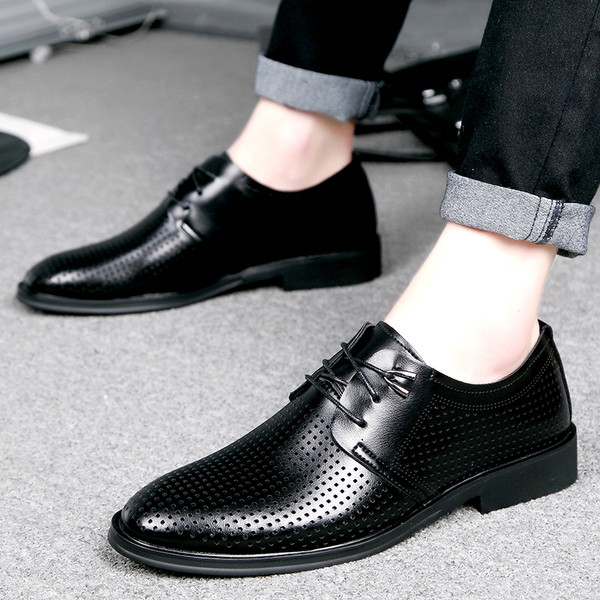 Летни официални мъжки обувки от еко кожа в два цвята