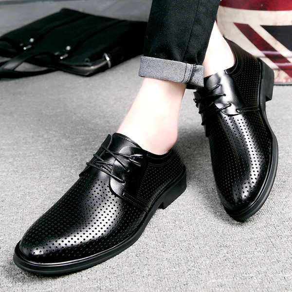 Летни официални мъжки обувки от еко кожа в два цвята