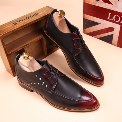 Мъжки официални обувки заострен модел от еко кожа в преливащ цвят в два модела