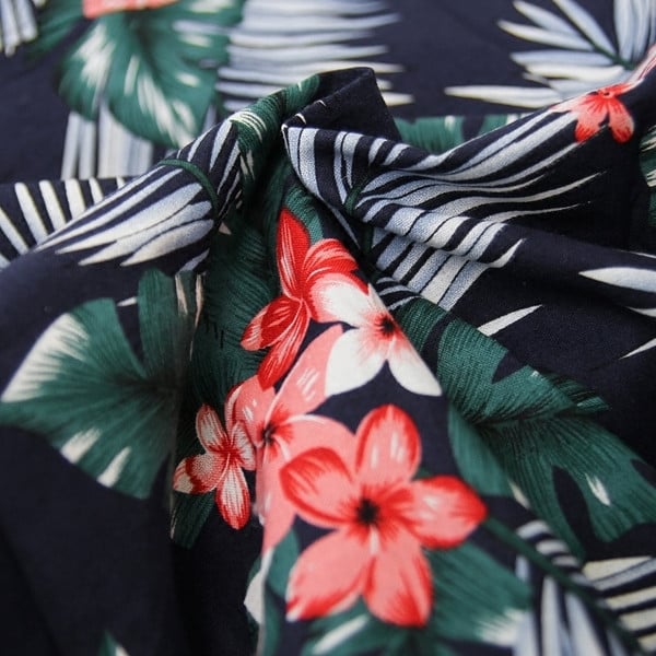 Мъжка риза с дълъг ръкав с флорален мотив в свободен стил два цвята