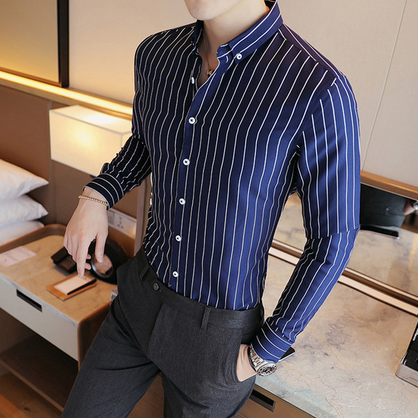 Няколко модела мъжка раирана риза тип слим