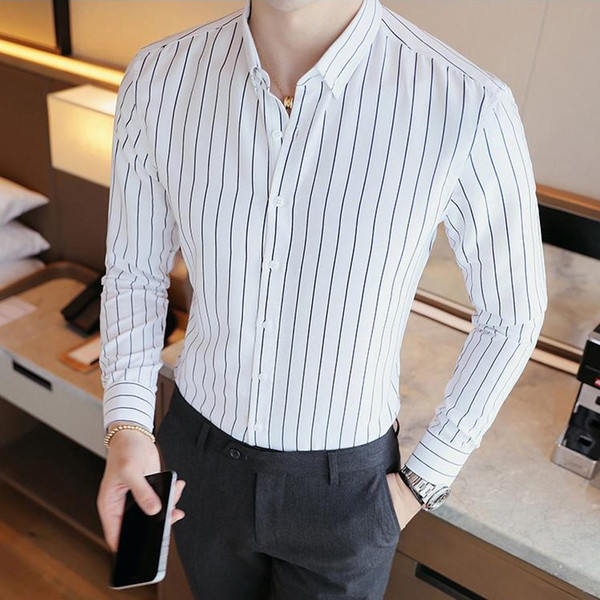 Няколко модела мъжка раирана риза тип слим