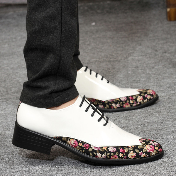 Модерни мъжки официални обувки с флорални мотиви в няколко цвята
