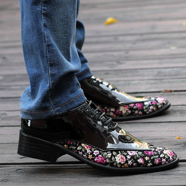 Модерни мъжки официални обувки с флорални мотиви в няколко цвята