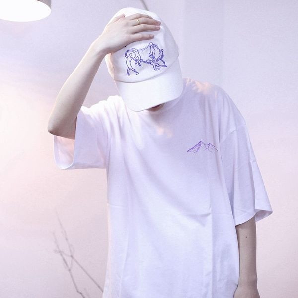 Мъжка пролетно-лятна тениска с щампа от планински мотиви в два цвята