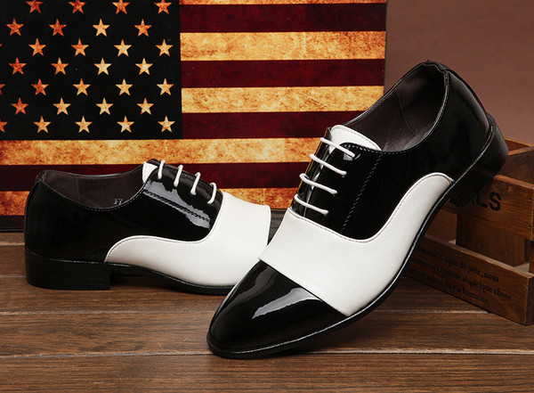 Елегантни мъжки обувки заострен модел с тънки връзки в два цвята