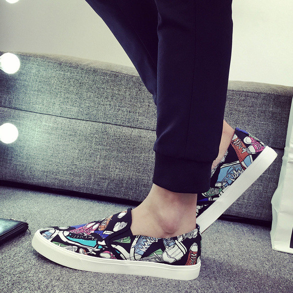 Спортно-ежедневни мъжки мокасини с цветен принт,два модела