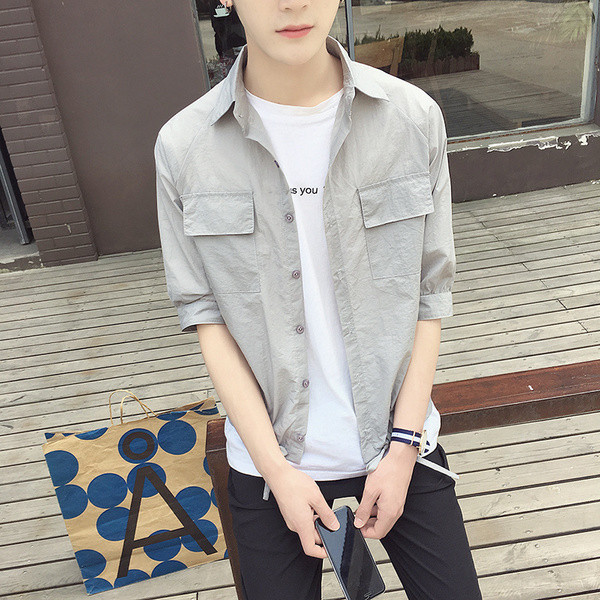 Спортно - ежедневна мъжка риза с 3/4 ръкав в три цвята