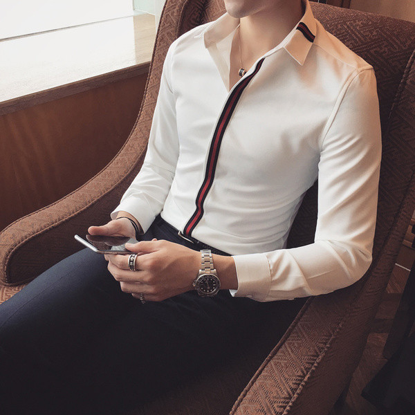 Семпла и елегантна мъжка риза с дълъг ръкав в два цвята