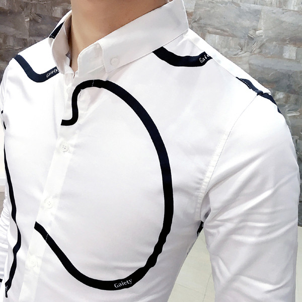 Cămașă casual bărbătească de primăvară cu modele interesante