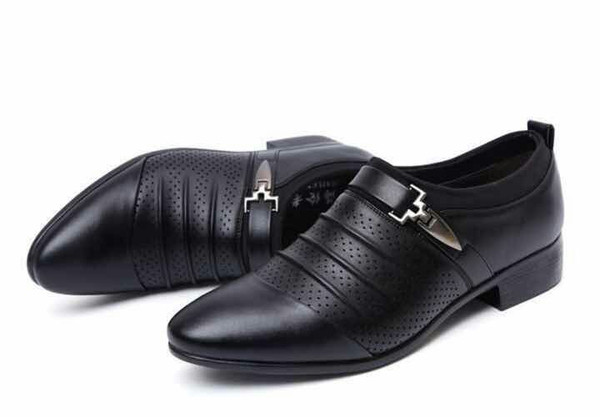 Pantofi formali de vara pentru barbati cu bareta si elemente metalice