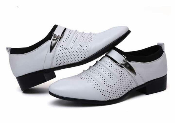 Pantofi formali de vara pentru barbati cu bareta si elemente metalice