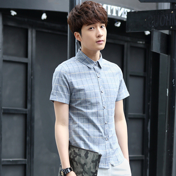 Ανδρικό πουκάμισο με κοντό μανίκι σε διάφορα χρώματα