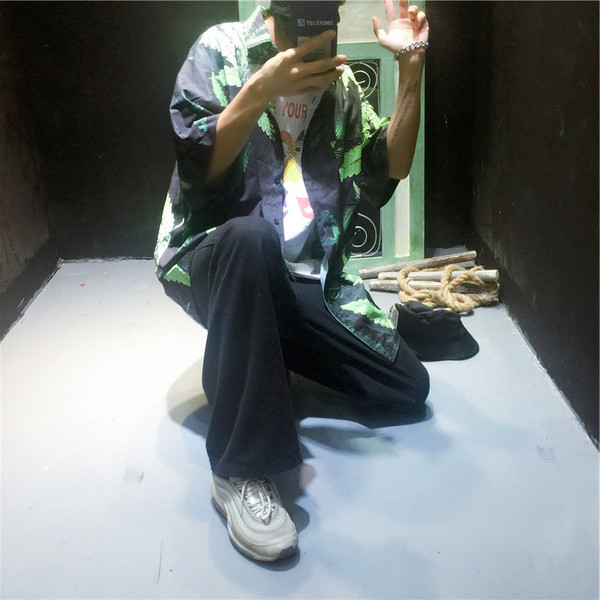 Cămașă casual pentru bărbați în stil Hip Hop în negru