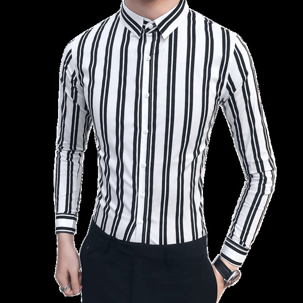 Cămașă bărbătească stilată cu mâneci 3/4 în dungi în mai multe culori