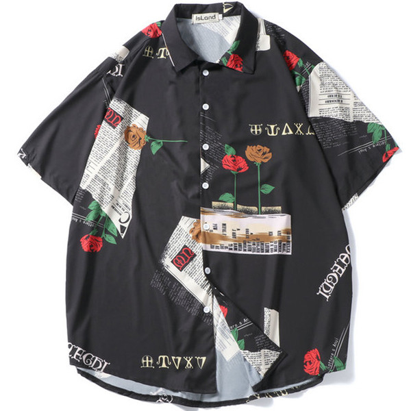 Cămașă pentru bărbați cu mâneci 3/4 cu motiv floral în trei culori