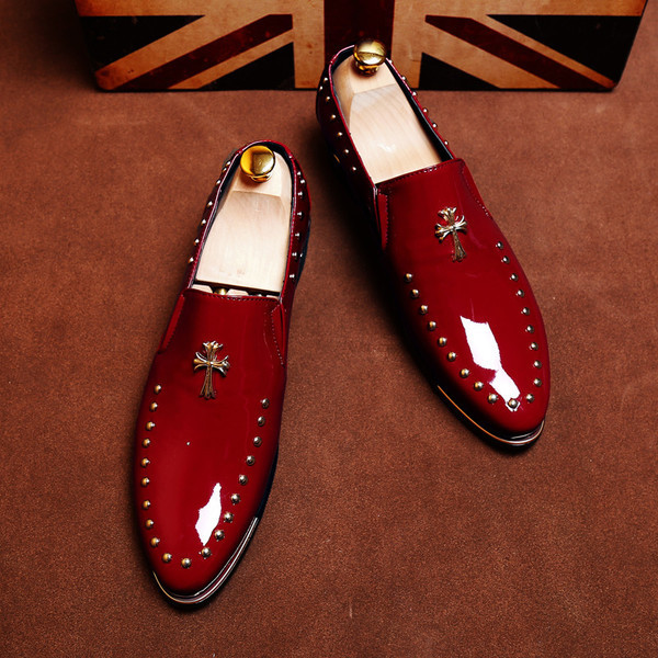 Мъжки модерни официални обувки в три цвята с метални елементи