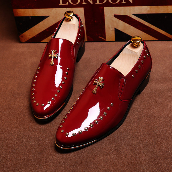 Мъжки модерни официални обувки в три цвята с метални елементи