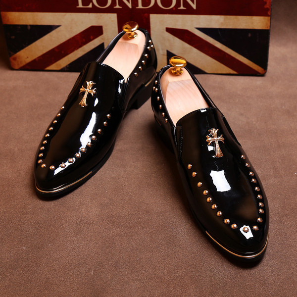 Мъжки модерни официални обувки в три цвята с метални елементи