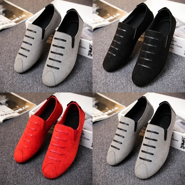 Mocasini eleganti pentru barbati din piele intoarsa ecologica cu bretele din piele in mai multe culori