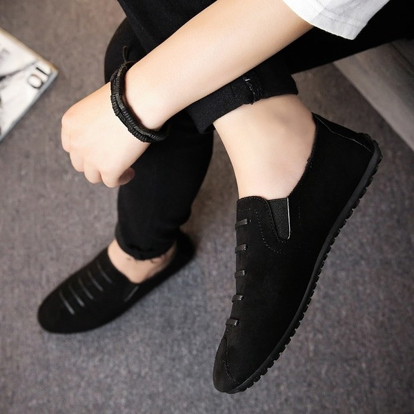 Mocasini eleganti pentru barbati din piele intoarsa ecologica cu bretele din piele in mai multe culori