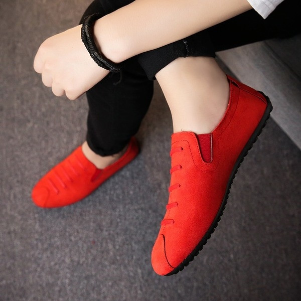 Mocasini eleganti pentru barbati din piele intoarsa ecologica cu bretele din piele in mai multe culori