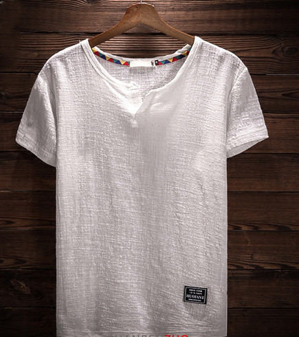 Tricou uni pentru bărbați cu decolteu în V și motiv colorat