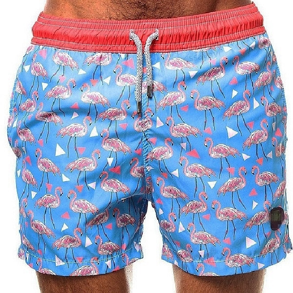 Costum de baie modern pentru bărbați în albastru cu imprimeu